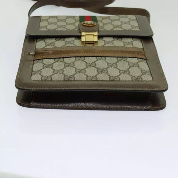 GUCCI GG Supreme Web Sherry Line Shoulder Bag PVC Beige Red Green - Picture 4 of 7